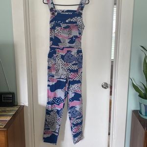 NOOworks Overalls Abstract Pattern Large - NWOT